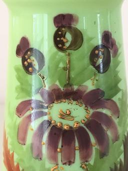 Antique hand-painted floral vase