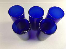 Group of 5 Blue Glasses