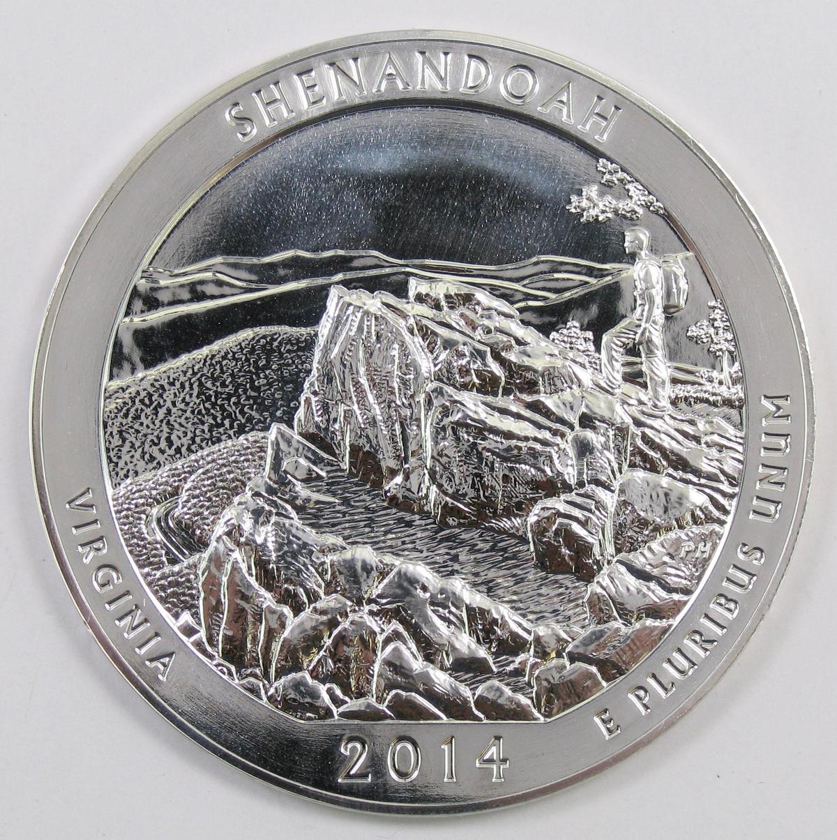 2014 P America The Beautiful Shenandoah 5oz. Silver.