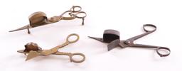 Group of 3 Antique Candle Wick Snuffers and Trimmers