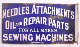 Antique "Sewing Machines" Double Sided Porcelain Flange Sign