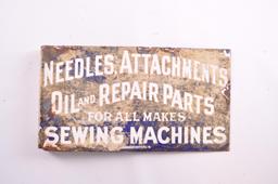 Antique "Sewing Machines" Double Sided Porcelain Flange Sign