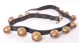 Antique Brass Sleigh Bells with Leather Strap