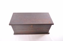 Antique Wood Tool Box with Mortise and Tenon Joinery and Cast Iron Handles