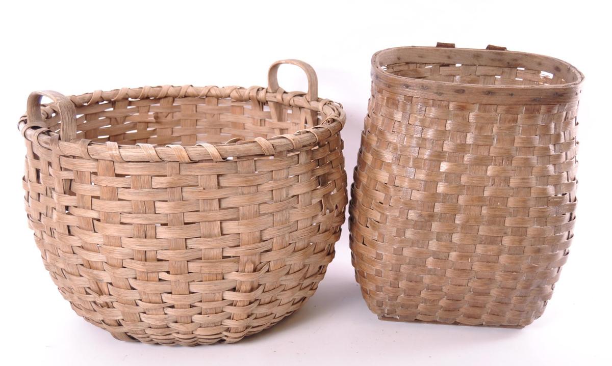 Group of 2 Antique Hand Woven Baskets