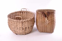Group of 2 Antique Hand Woven Baskets