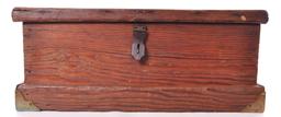 Antique Pine Tool Box with Brass Accents