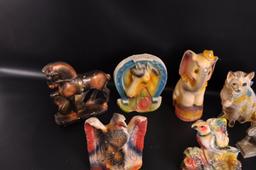 Group of 12 Vintage Animal Carnival Chalk Statues