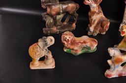 Group of 10 Vintage Carnival Chalk Statues