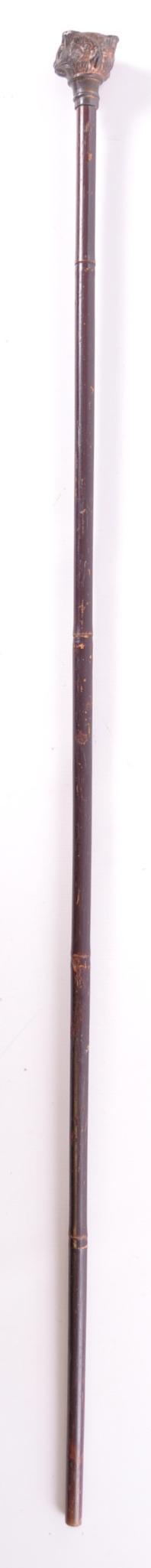 Antique Carnival Cane with Metal Dog, Cat, and Owl Handle