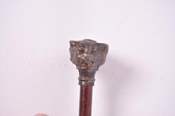 Antique Carnival Cane with Metal Dog, Cat, and Owl Handle