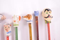 Group of 9 Antique Figure Handle Carnival Canes
