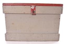 Antique Grey Wood Tool Box with Handles