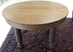 Antique Oak Kitchen Table with Turned Legs