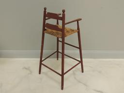 Antique Child's High Chair with Woven Split Seat