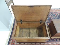 Antique Primitive Pine Chest with Cast Iron Handles and Dove Tail Joinery