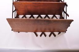 Antique Primitive Wood Shelf with Porcelain Accents
