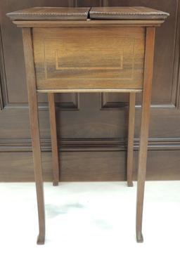 Antique Walnut Sewing Side Table with Inlay