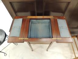 Antique Walnut Sewing Side Table with Inlay