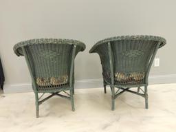 Pair of Antique Painted Wicker Chairs