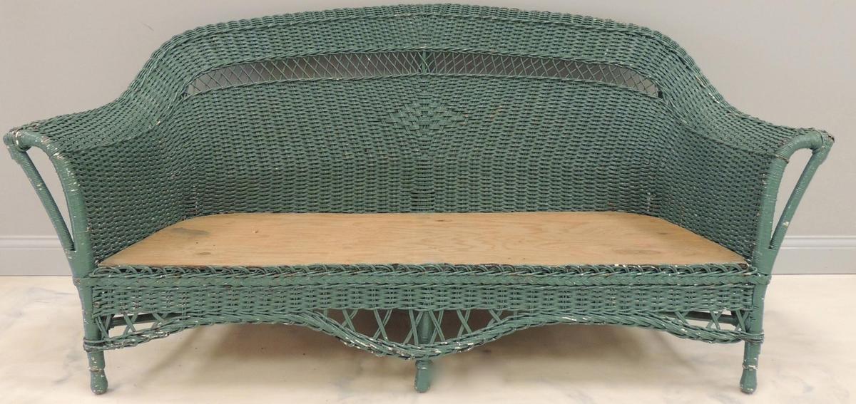 Antique Painted Wicker Couch