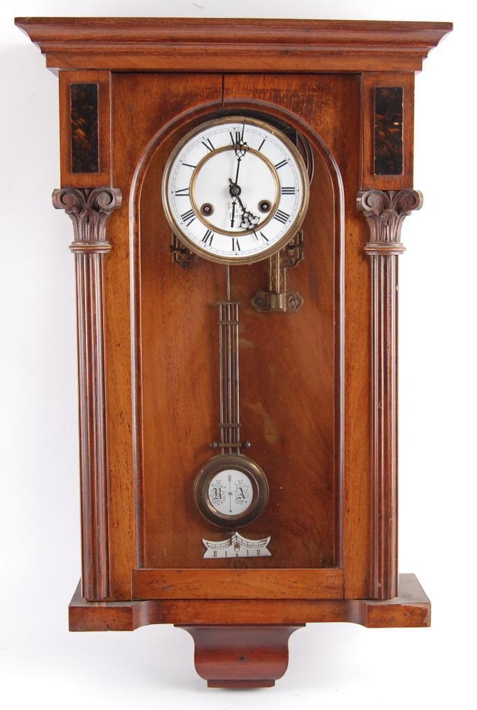 Antique Le Roi a Paris Walnut Wall Hanging Clock