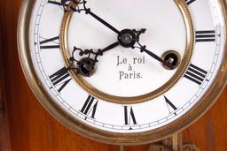 Antique Le Roi a Paris Walnut Wall Hanging Clock