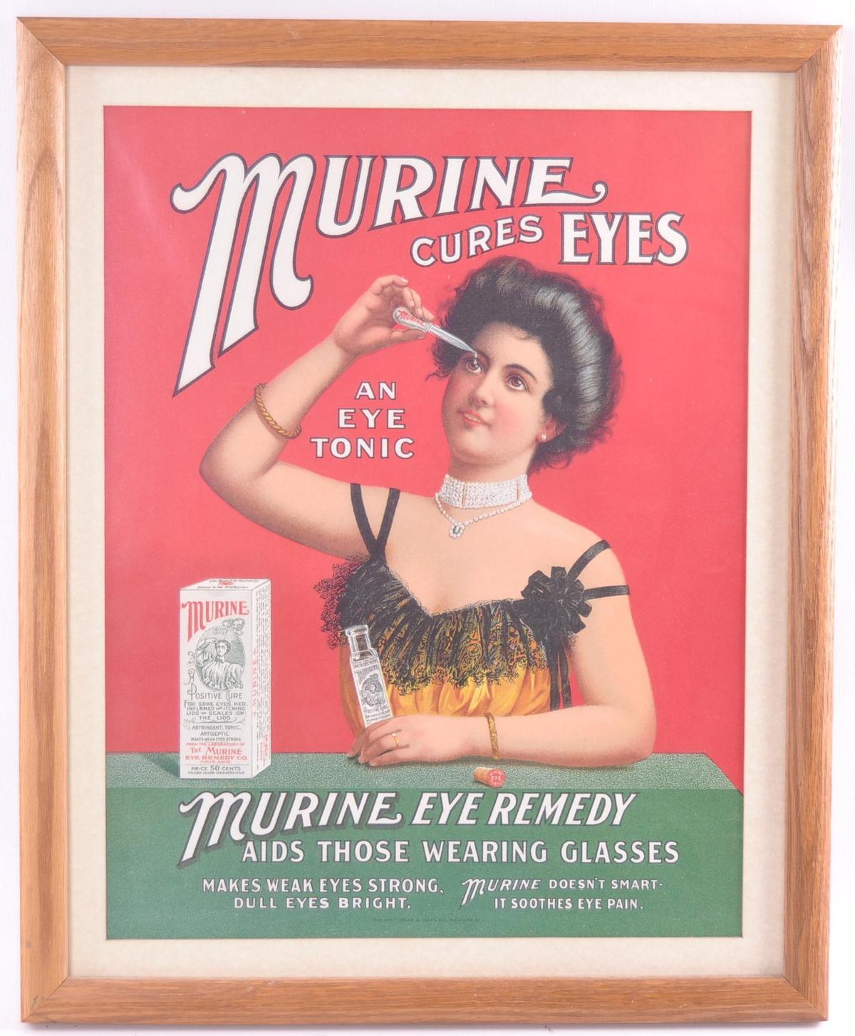 Vintage "Murine Eye Remedy" Framed Advertisement