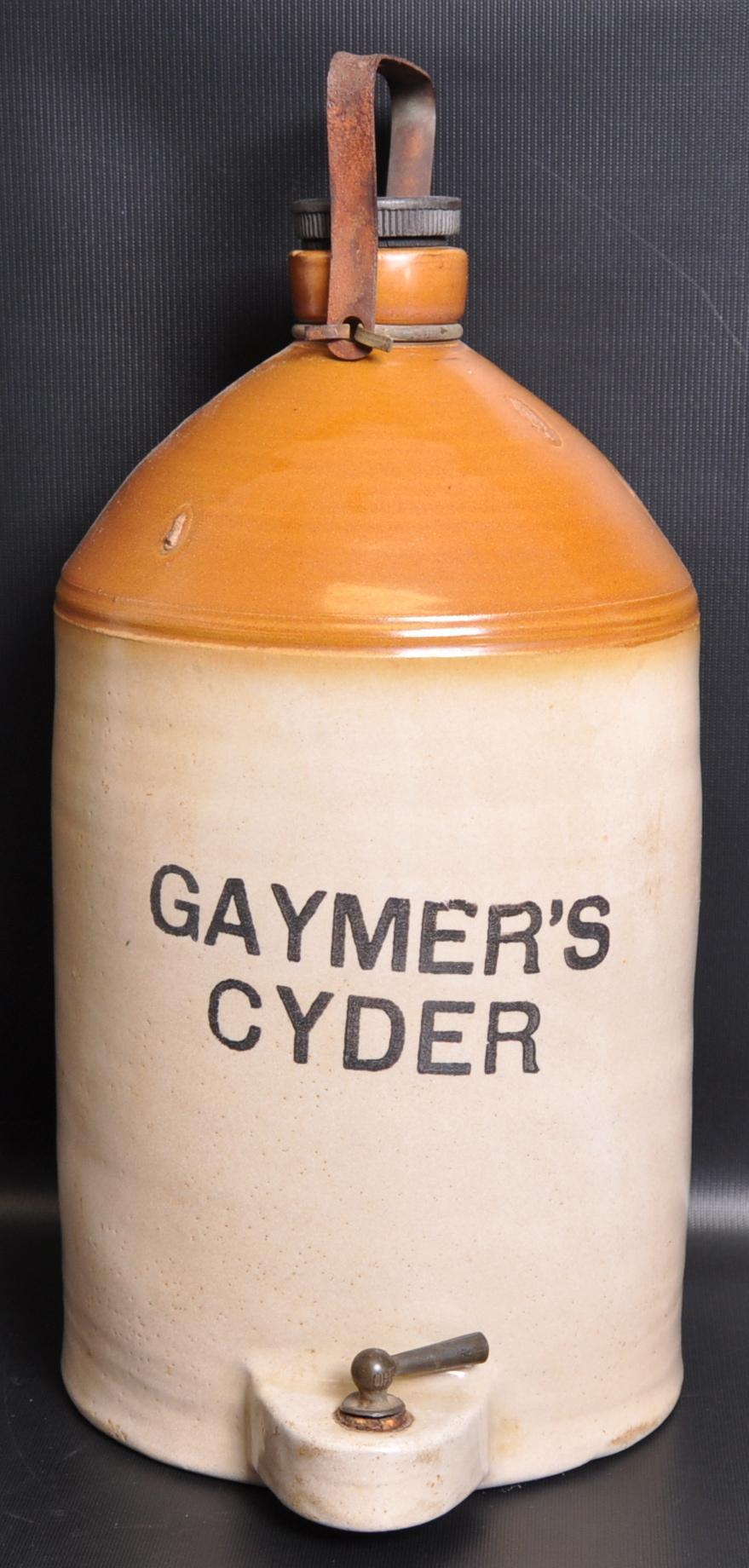 Antique Gaymer's Cider Advertising Stoneware Cooler