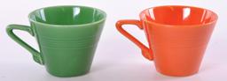 Group of 2 Vintage Fiesta Harlequin Tea Cups : Tangerine and Green