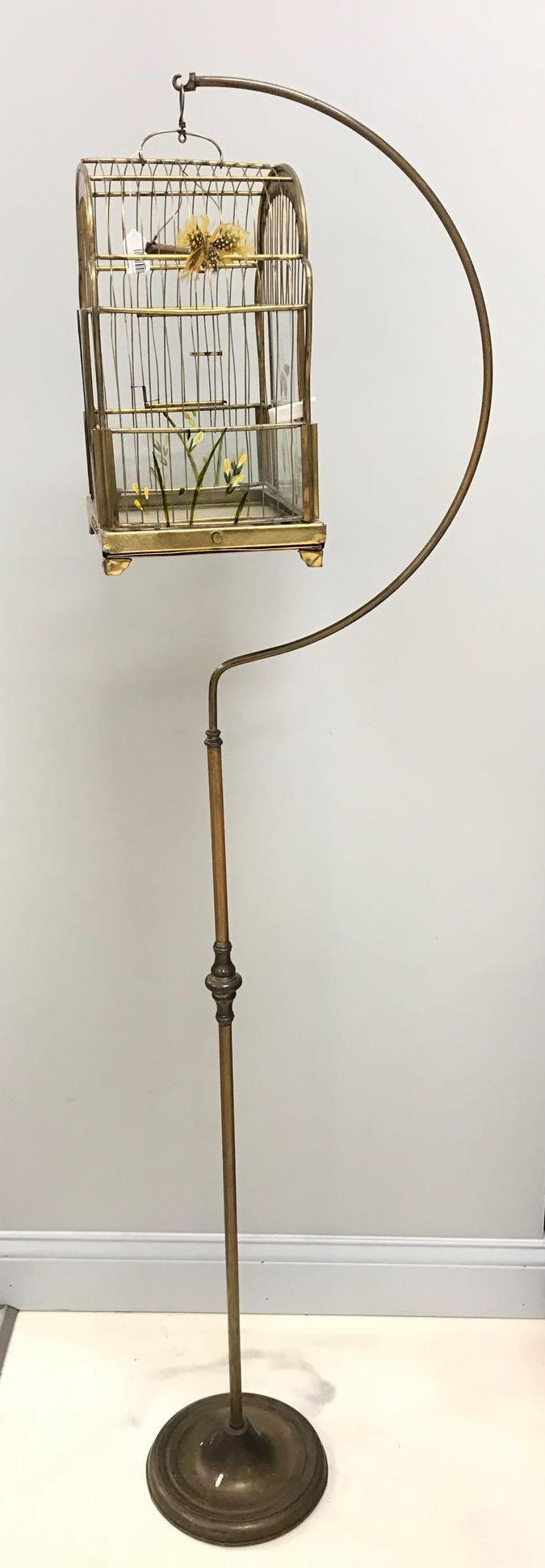 Vintage Brass Bird Cage With Stand