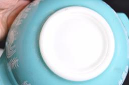 Group of Vintage Pyrex "Butterprint" White on Turquoise and Turquoise on White Nesting Mixing Bowls