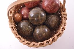 Antique Bocce Ball Set with Basket