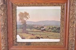 Antique Victorian Oak and Gilded Frame with "The Lackawanna Valley Print