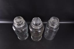 Group of 3 Antique Bunte Glass Apothecary /Candy Jars