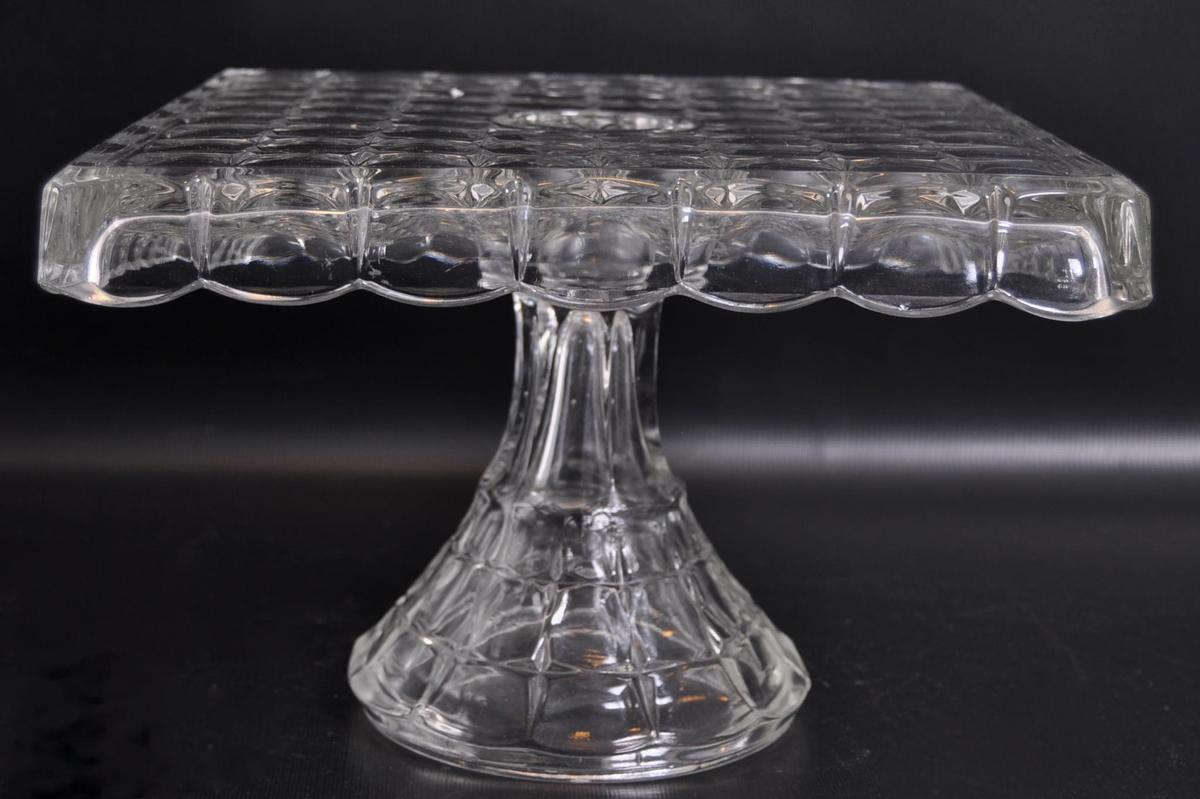 Antique Early American Pressed Glass Cake Stand