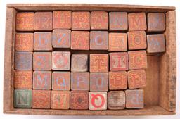 Group of Antique Block Letters with Wood Case