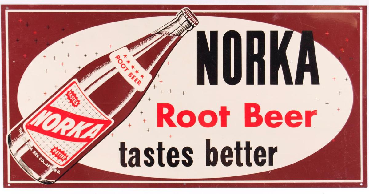 Vintage Norka Root Beer Metal Advertising Sign