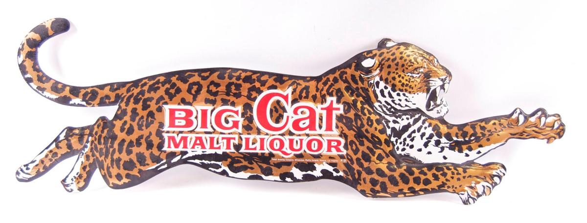 Big Cat Malt Liquor Advertising Die-Cut Cardboard Beer Sign
