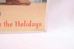 Vintage Coca-Cola "Stock Up For The Holidays" Advertising Cardboard Countertop Standee