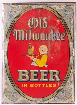 Vintage Old Milwaukee Beer Advertising Metal on Cardboard Sign
