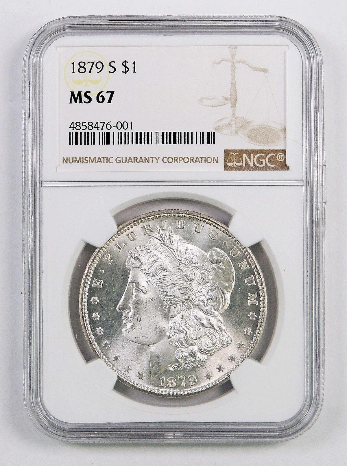1879 S Morgan Silver Dollar (NGC) MS67.