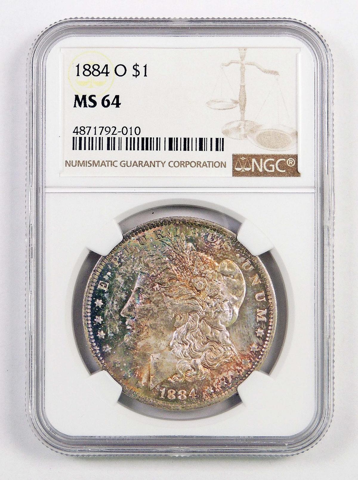 1884 O Morgan Silver Dollar (NGC) MS64.