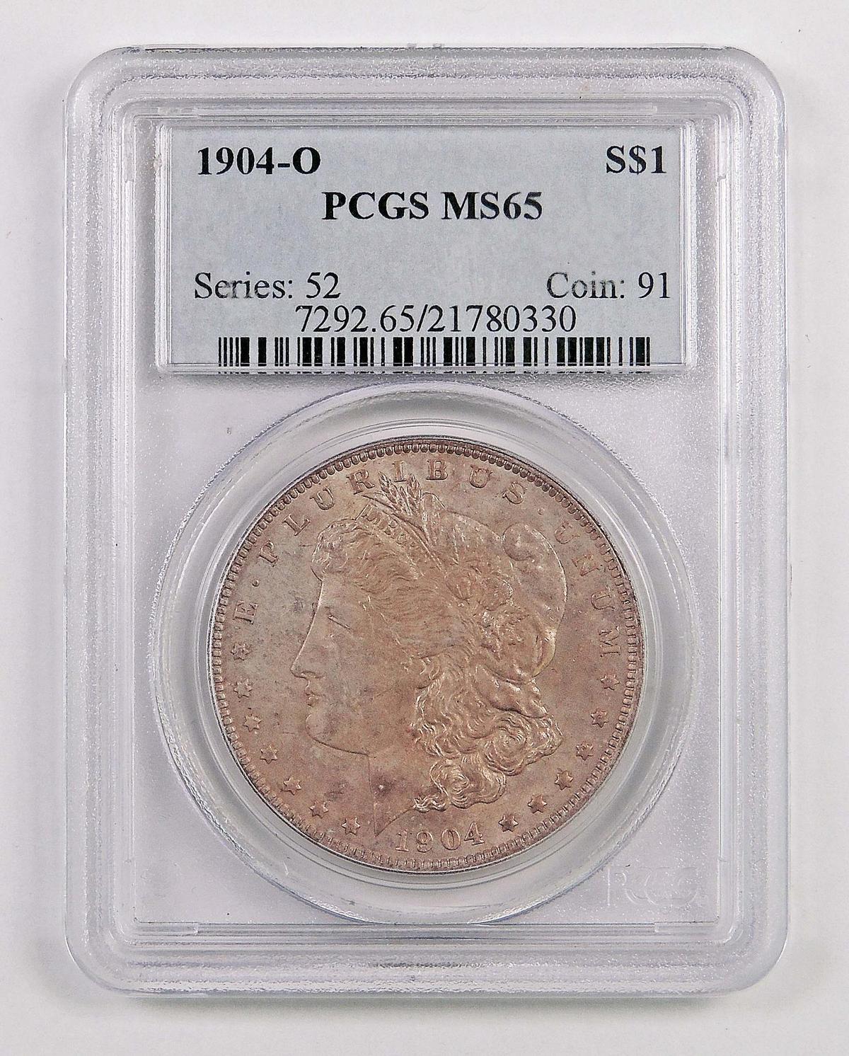 1904 O Morgan Silver Dollar (PCGS) MS65.