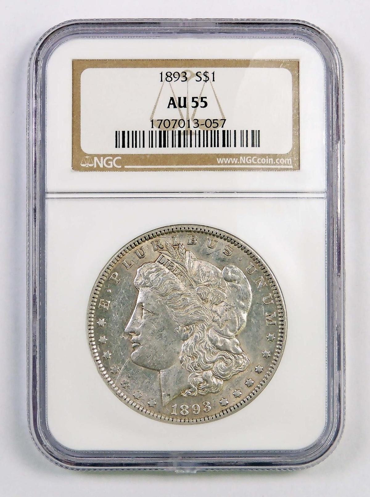 1893 P Morgan Silver Dollar (NGC) AU55.
