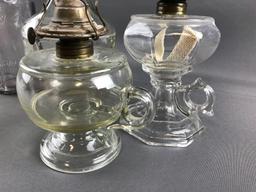 Group of Oil Lamps and Glass items