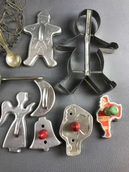 Group of Vintage Tin Cookie Cutters and more