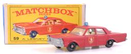 Matchbox No. 59 Ford Galaxie Fire Chief Die-Cast Car with Original Box