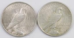 Lot of (2) Peace Silver Dollars.