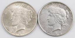 Lot of (2) Peace Silver Dollars.